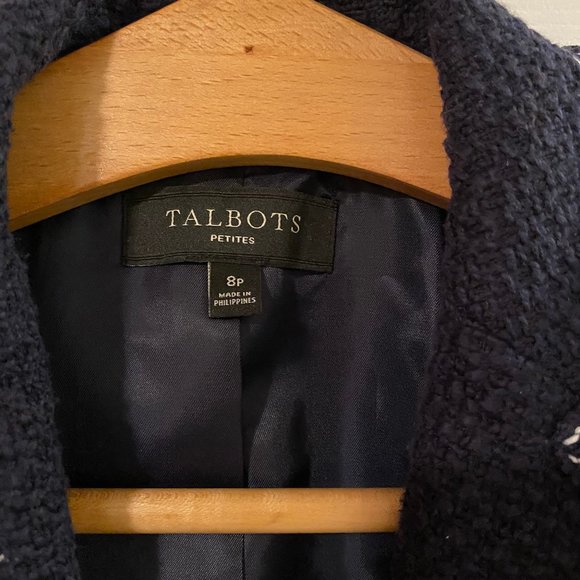 NWOT Talbots 8P Navy Tweed Blazer - Picture 6 of 8